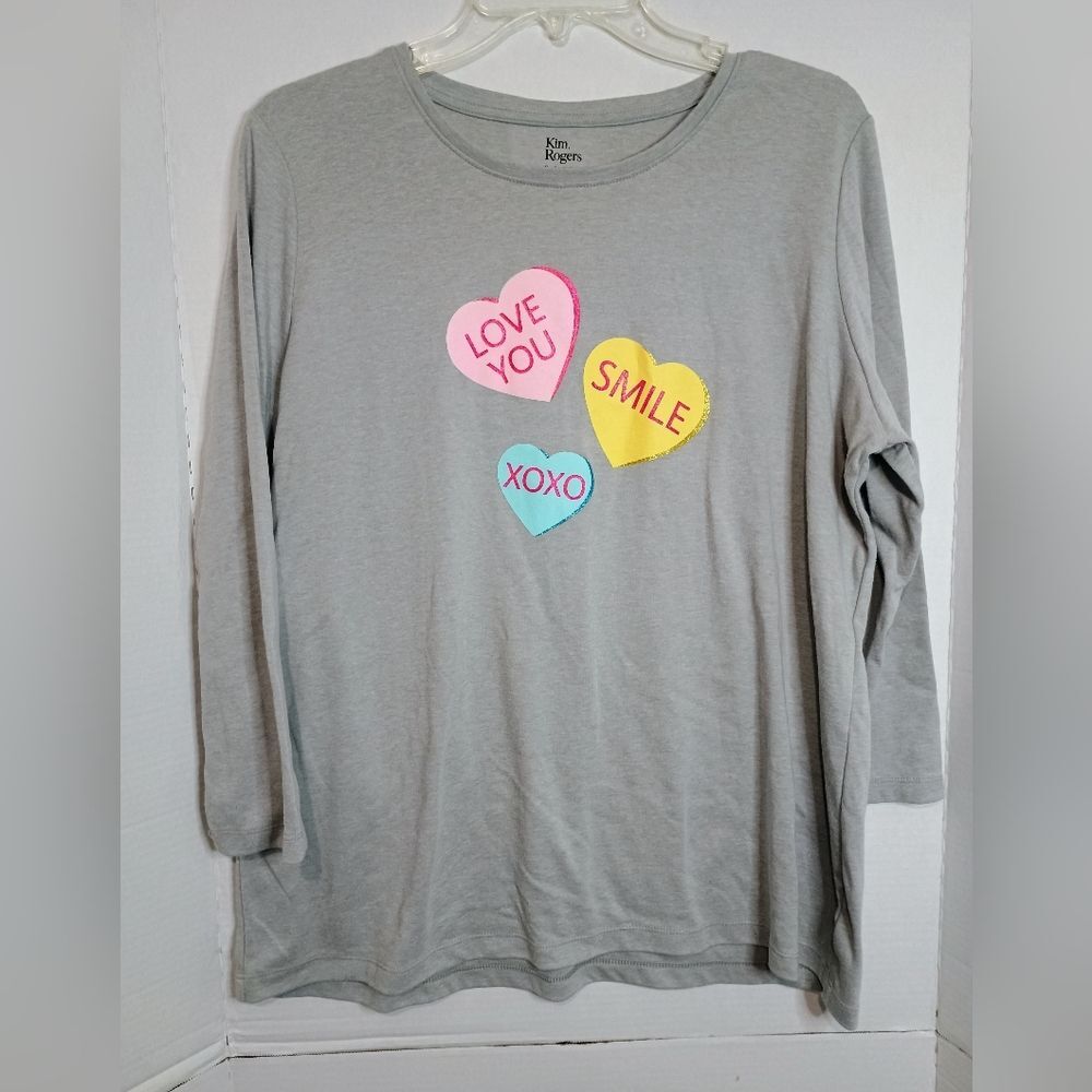 Kim. Rogers Women's Perfectly Soft Candy Hearts Top Size XL
